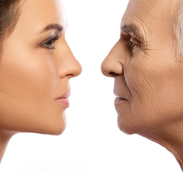 This image shows elderly and young models with their unique nose shape